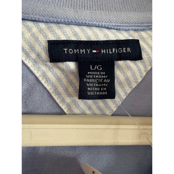 Tommy Hilfiger Polo Shirt Womens Large Blue Short Sleeve Button-Up Collared Casu - Picture 2 of 6